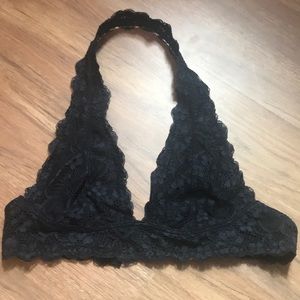 Free people lace halter bra letter